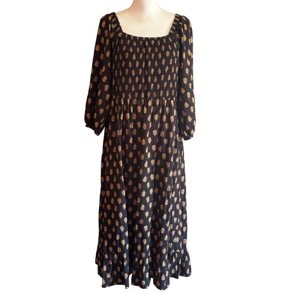 FatFace Adele Smocked Midi Dress USA 10 Cottagecore Prairie Autumn Boho